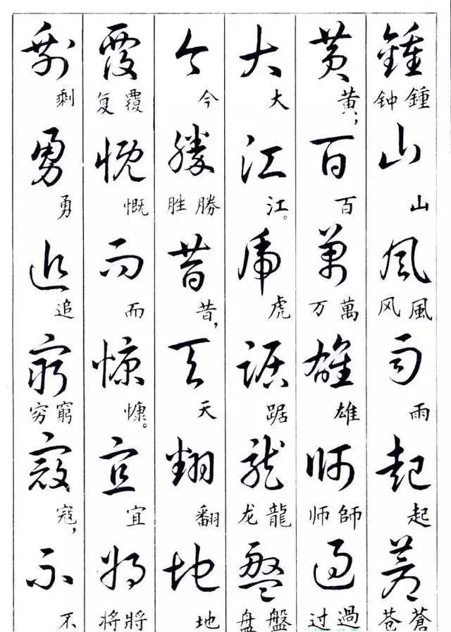 毛主席草書楷字對照表(圖1)