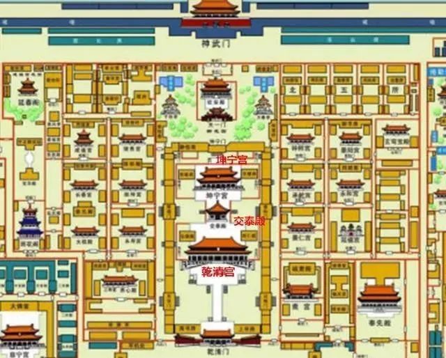 北京龍脈的龍穴位置，在故宮一座不起眼的小殿里(圖10)