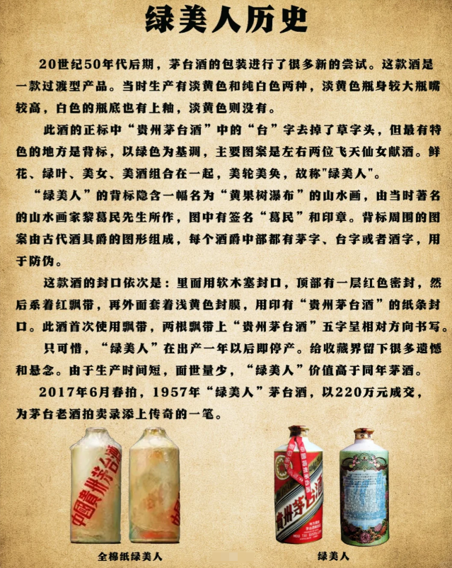 曇花一現(xiàn)的“綠美人”茅臺(tái)酒(圖2) 曇花一現(xiàn)的“綠美人”茅臺(tái)酒(圖2)