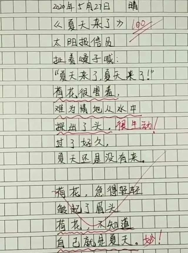 小學生作文《熱死了》走紅，老師看后直接給滿分：我拜你為師吧！(圖2)